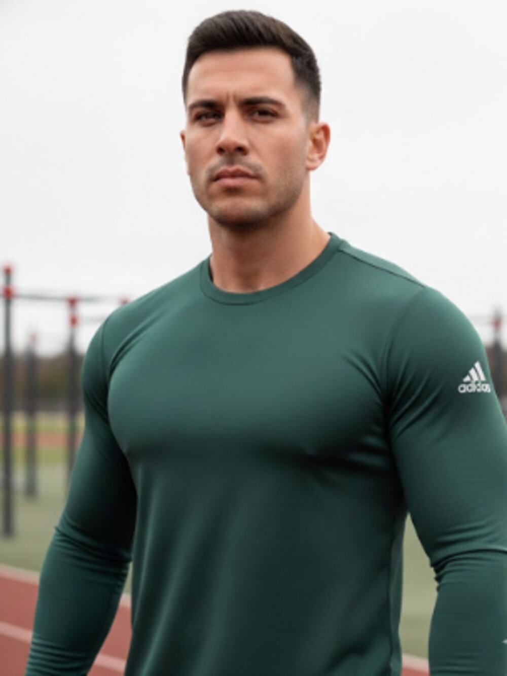 Adidas Dark Green Long Sleeve Performance Shirt • Size L • 100% Polyester